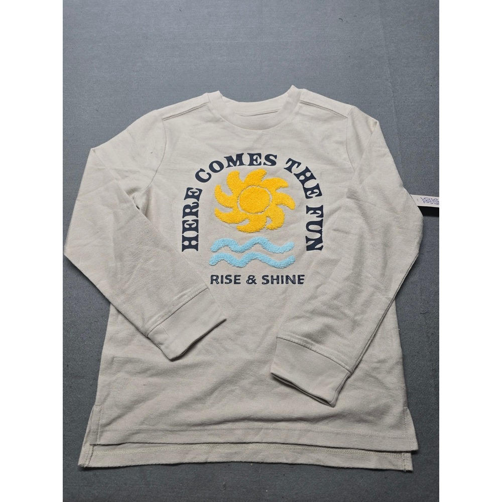 365 Kids from Garanimals Ivory Here Comes The Fun Chenille Sun Terry Tee Size 10